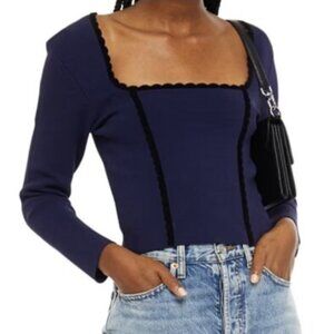 SANDRO Paris Jemyl Square Neck Knit Cropped Top